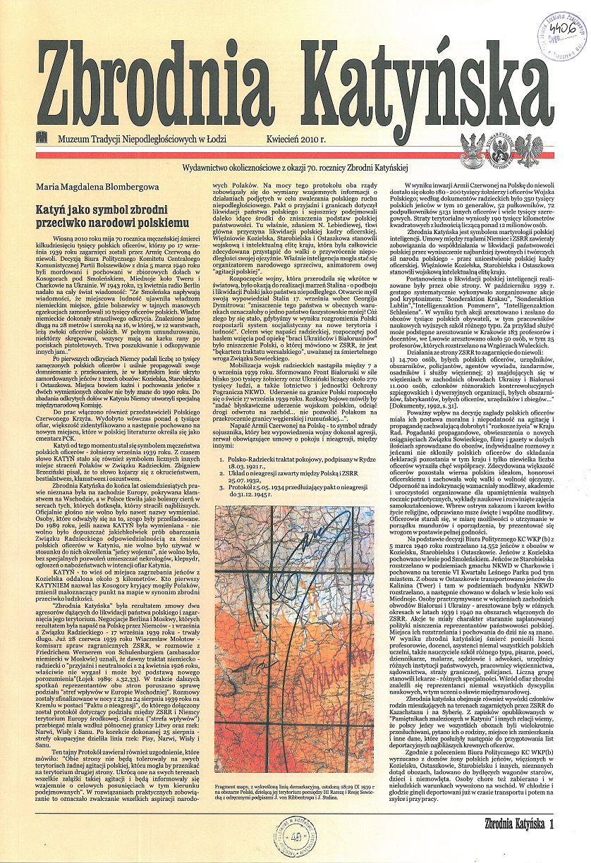 Gazeta okolicznościowa Zbrodnia Katyńska